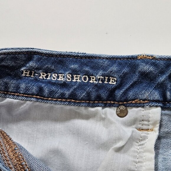 American Eagle Shorts Women 12 Blue Distressed Lace Cotton Stretch Beach Boho - Picture 12 of 16